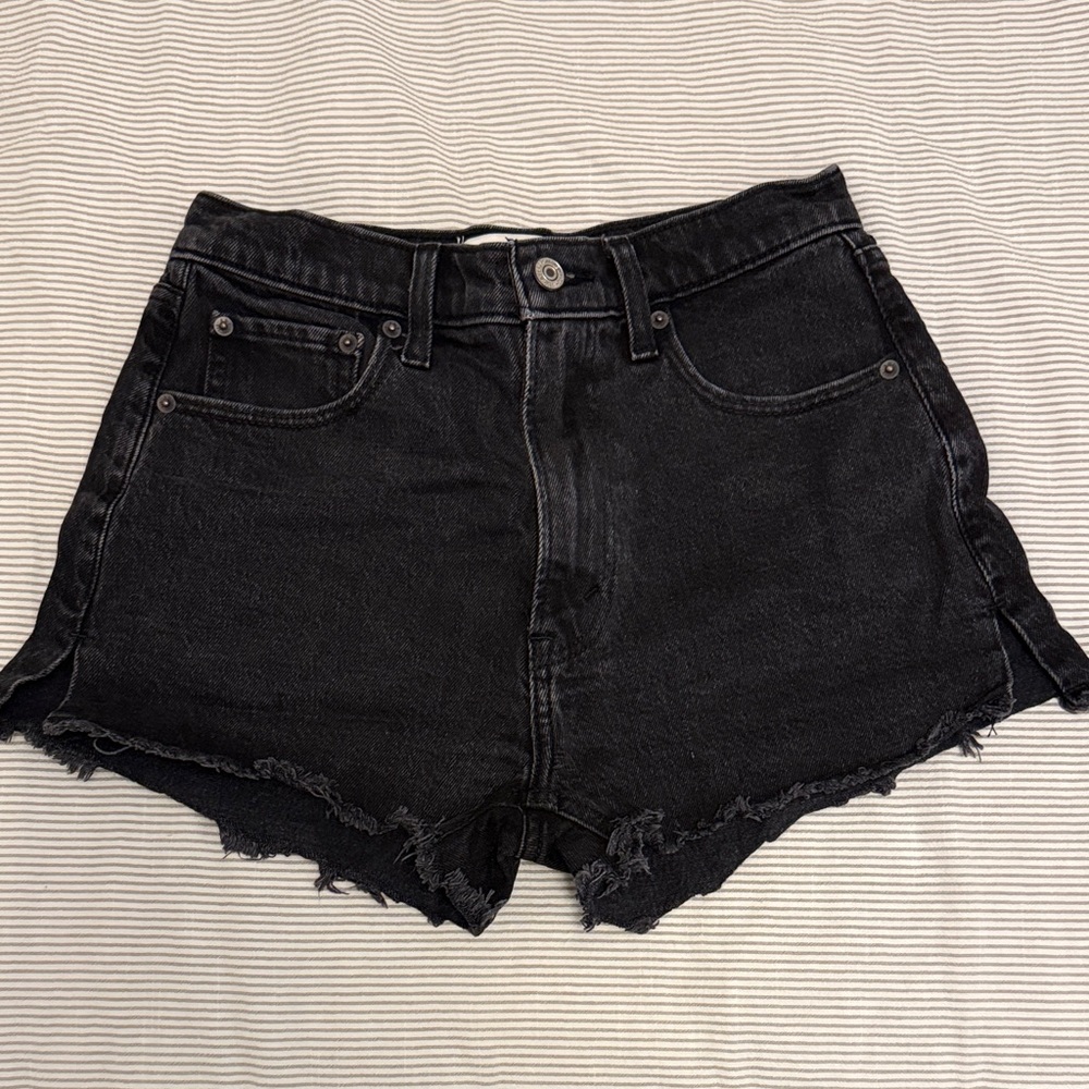Abercrombie & Fitch Mom High Rise Denim Short in Black